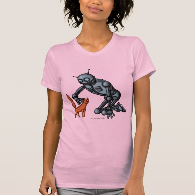 Funny robot and cat t-shirt design (Front)