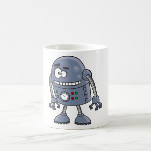 Funny Robot Character Cute Blue Retro Coffee Mug