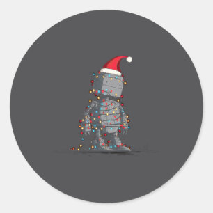 Funny Robot Christmas Graphics Lights Lover Long S Classic Round Sticker