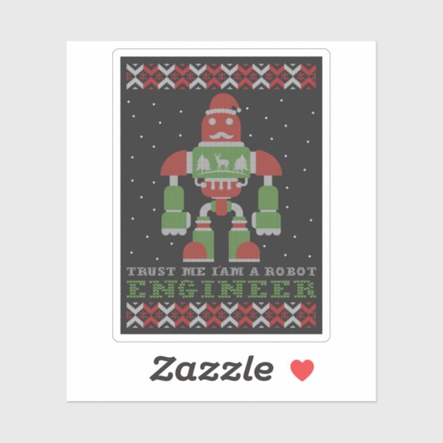 Funny Robot Christmas Sticker (Sheet)