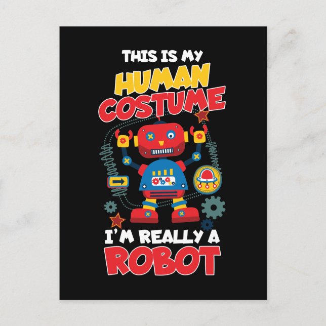 Funny Robot Costume Boys Girls Robots Postcard (Front)