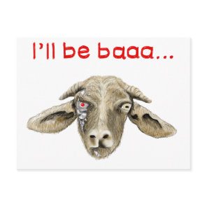 Funny Robot Cyborg Goat Sci-fi Film Parody Humour Postcard
