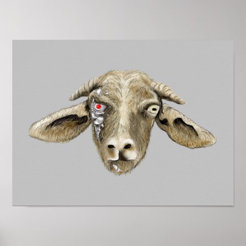 Funny Robot Goat Art Science Fiction Animal Design Poster