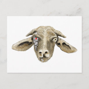Funny Robot Goat Science Fiction Parody Humour Postcard