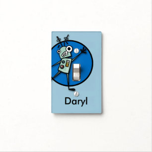 FUNNY ROBOT ILLUSTRATION LIGHT SWITCH COVER