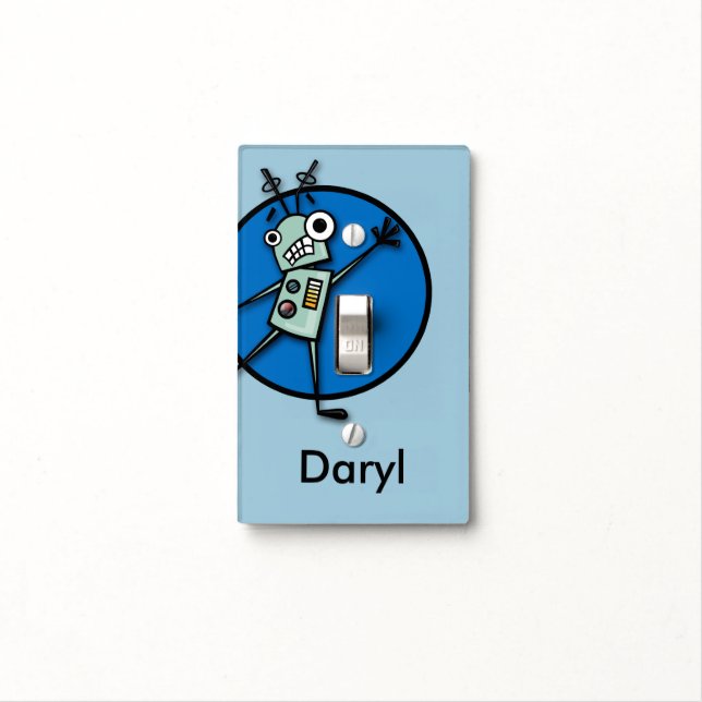 FUNNY ROBOT ILLUSTRATION LIGHT SWITCH COVER (In Situ)