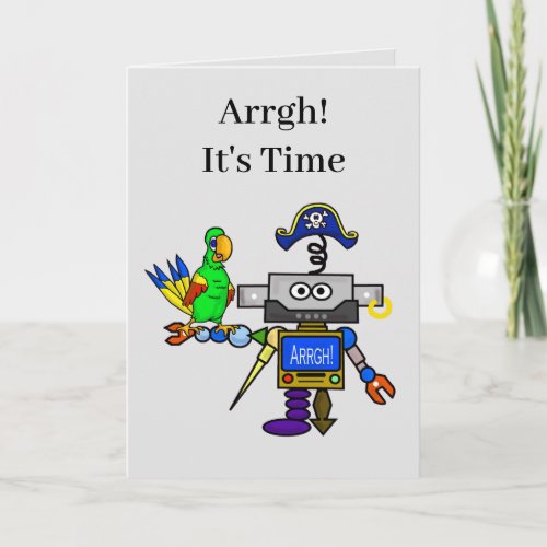 Funny Robot Pirate Romantic Card