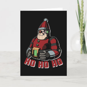 Funny Robot Santa Claus Xmas Holiday Presents Card