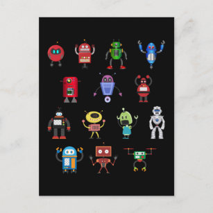 Funny Robots Girls Boys Robot Postcard