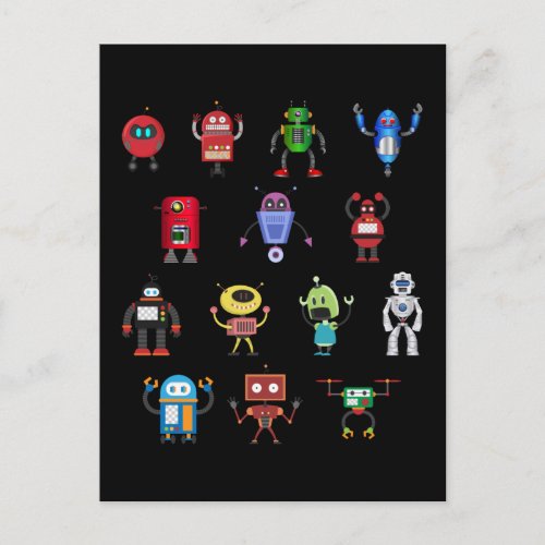 Funny Robots Girls Boys Robot Postcard