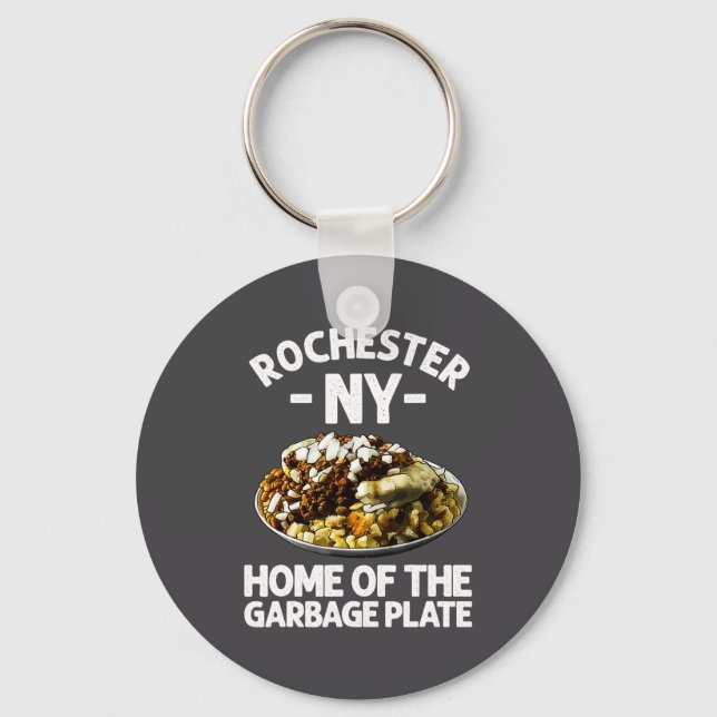 Funny Rochester Ny Garbage Plate Gift Cool New Yor Keychain (Front)