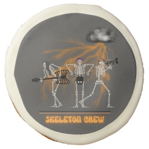 Funny Rock Band Skeleton Crew Halloween  Sugar Cookie