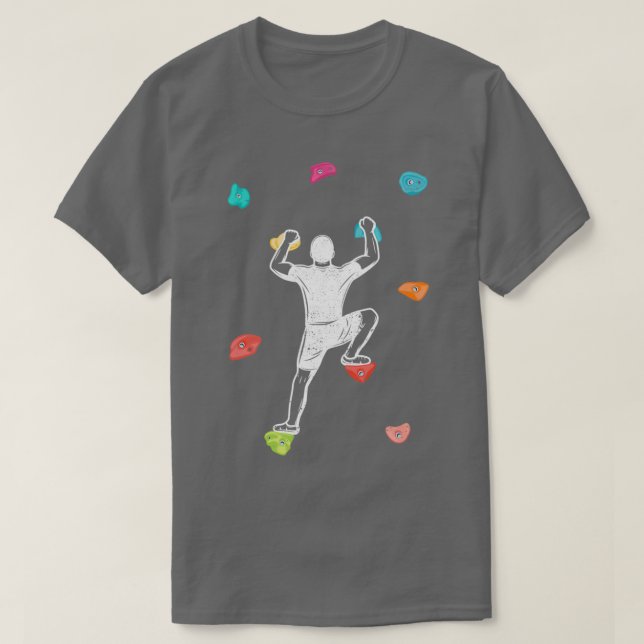 Funny rock climbing bouldering sport gym T-Shirt (Design Front)