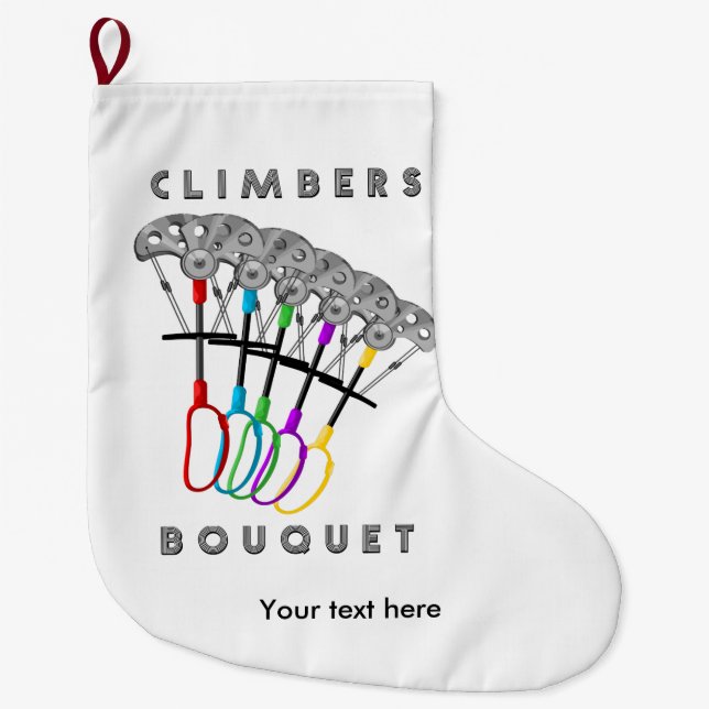 Funny Rock Climbing Bouquet Large Christmas Stocking (Front)