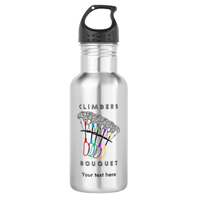 Funny Rock Climbing Bouquet Water Bottle (Front)