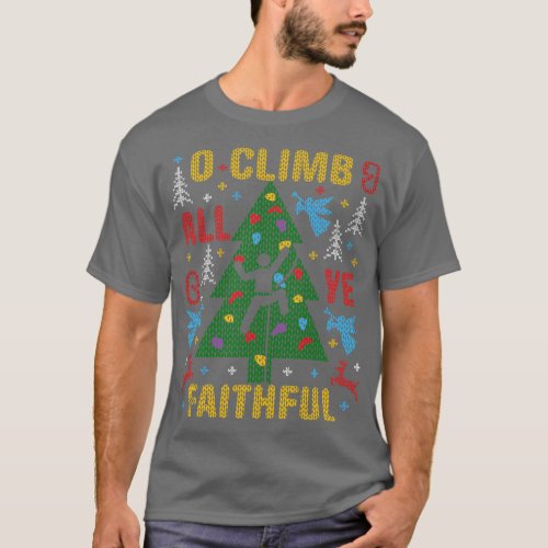 Funny Rock Climbing Ugly Christmas Sweater Party F