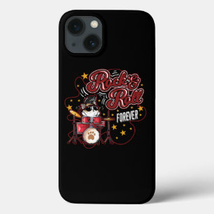 Funny Rock n Roll Forever Cool Drummer Cat iPhone 13 Case