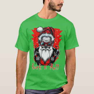 Funny Rock n Roll Punk Santa Claus Rocker Christma T-Shirt