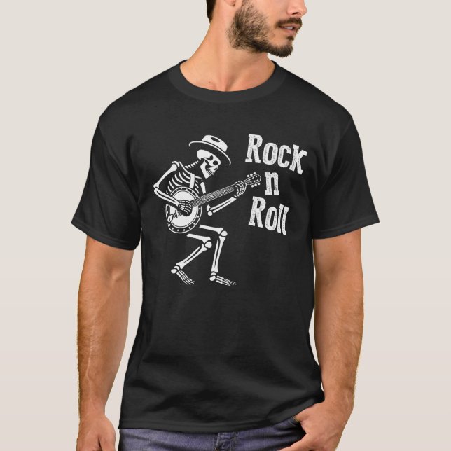 Funny rock n roll skeleton. T-Shirt (Front)