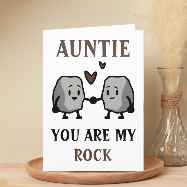 Funny Rock Pun Joke Humor Aunt Happy Birthday Thank You Card (funny you are my rock birthday card for aunt)