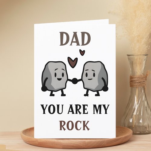 Funny Rock Pun Joke Humor Cute Dad Fathers Day Thank You Card