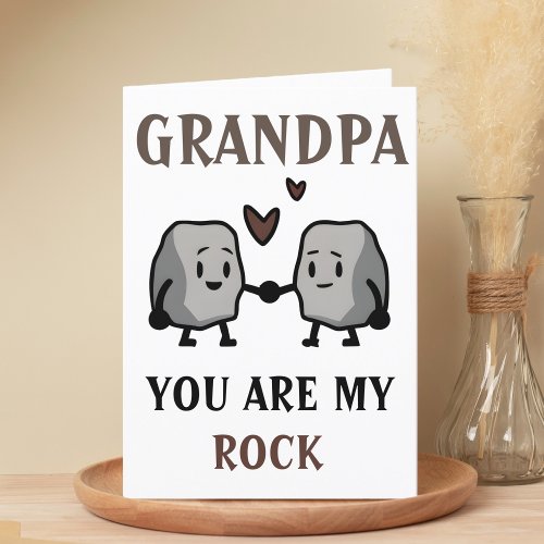 Funny Rock Pun Joke Humor Cute Grandpa Fathers Day Thank You Card