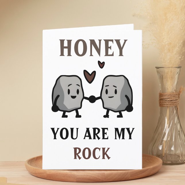 Funny Rock Pun Joke Humor Cute Happy Birthday Thank You Card (funny you are my rock birthday card for husband / wife / boyfriend / girlfriend)