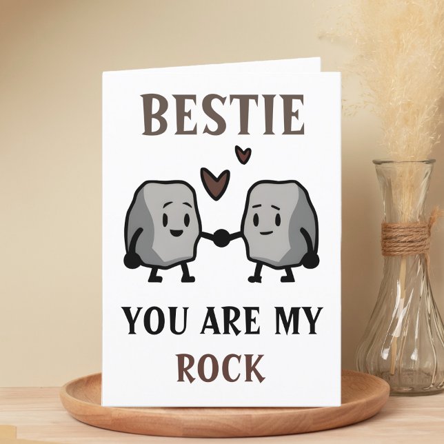 Funny Rock Pun Joke Humor Friend Happy Birthday Thank You Card (funny you are my rock birthday card for best friend)