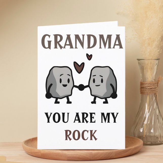 Funny Rock Pun Joke Humor Grandma Mother's Day Thank You Card (funny grandmother your my rock birthday card)