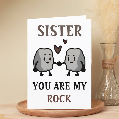 Funny Rock Pun Joke Humor Sister Happy Birthday Thank You Card