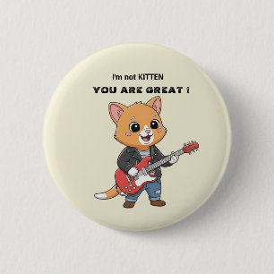 Funny Rock Star Cat Guitar valentine Button