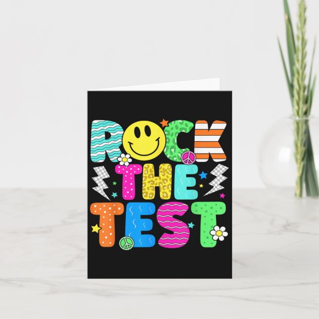 Funny Rock The Test Testing Day Teacher Student Mo Card (Front)