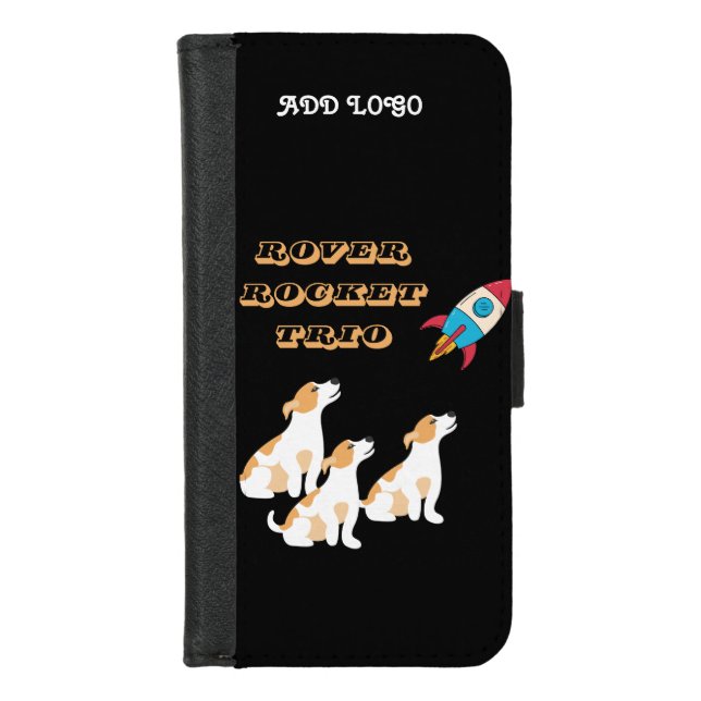 Funny Rocket Watching Dogs iPhone Wallet Case (Front)