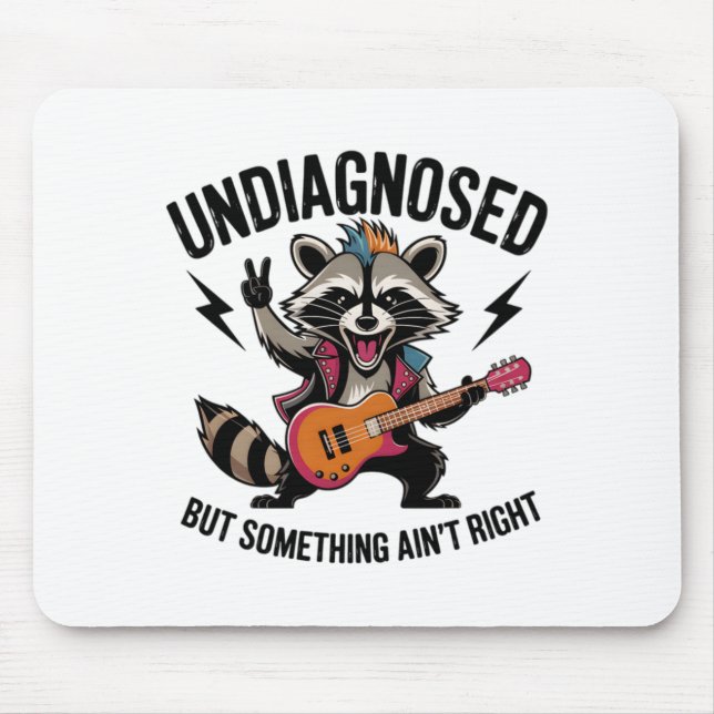 Funny Rocking Racoon  Mouse Pad (Front)