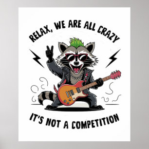 Funny Rocking Racoon  Poster