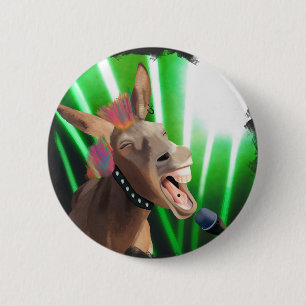 Funny Rockstar Donkey Button