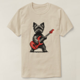 Funny Rockstar Yorkshire Terrier with Red Electric T-Shirt