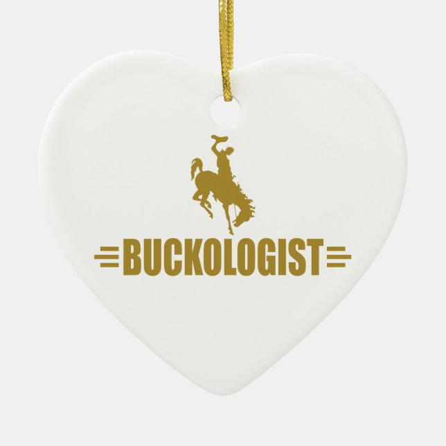 Funny Rodeo Bucking Bronco Ceramic Ornament (Front)