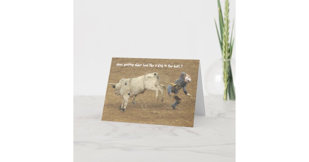 Funny Rodeo Over the Hill Birthday, Bull Rider Card | Zazzle