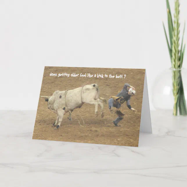 Funny Rodeo Over the Hill Birthday, Bull Rider Card | Zazzle
