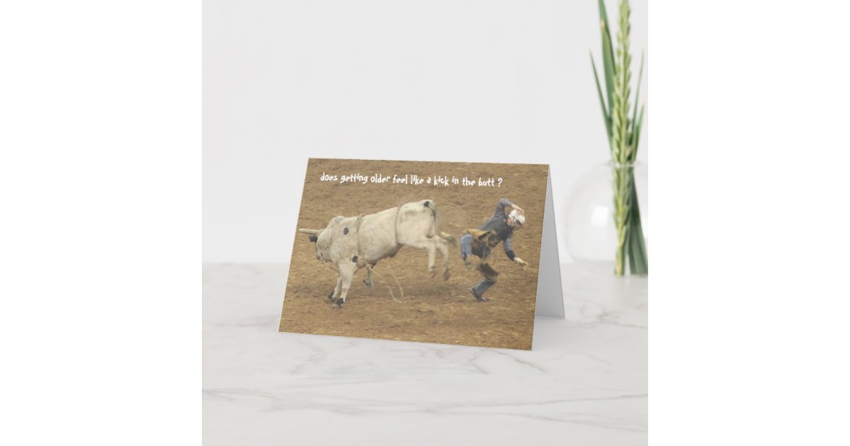 Funny Rodeo Over the Hill Birthday, Bull Rider Card | Zazzle
