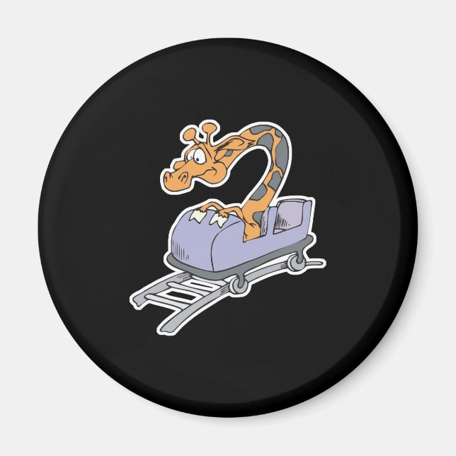 funny roller coaster giraffe magnet (Front)