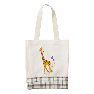 Funny Roller Skating Cartoon Giraffe Zazzle HEART Tote Bag