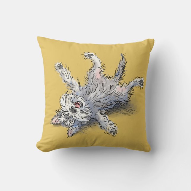 Funny Rolling Schnauzer Snuggle Throw Pillow (Front)