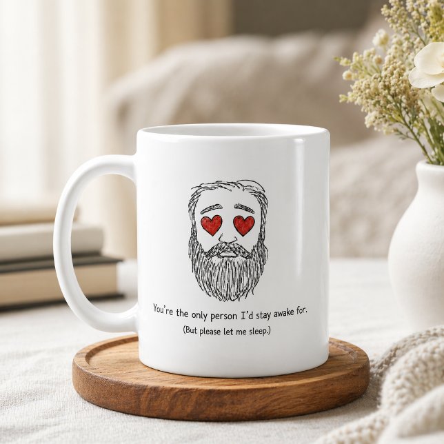 Funny Romantic Bearded Man Sleepy In Love Mug (Creator Uploaded)