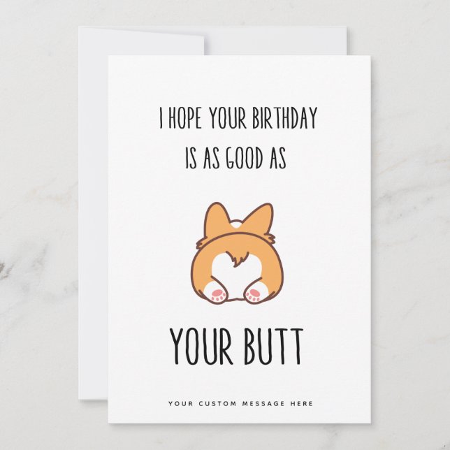 Funny Romantic Birthday Butt Card For Her (Front)