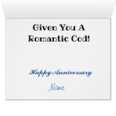 Funny Romantic Cod Anniversary, Valentine's Card (Inside Horizontal (Bottom))