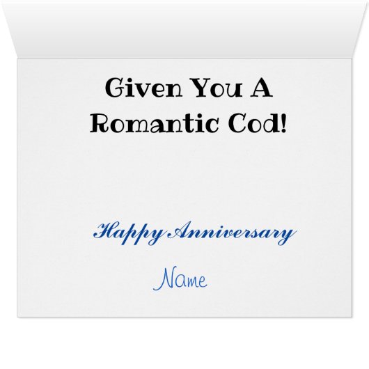 Funny Romantic Cod Anniversary, Valentine's Card (Inside Horizontal (Bottom))