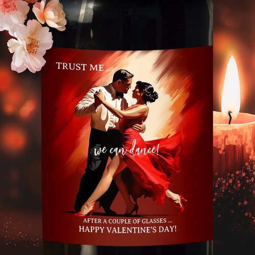 Funny Romantic Dance Wine Label