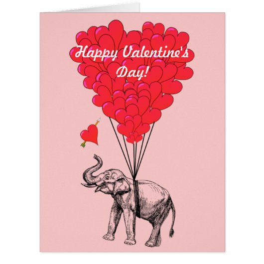 Funny romantic elephant valentines cards (Front)